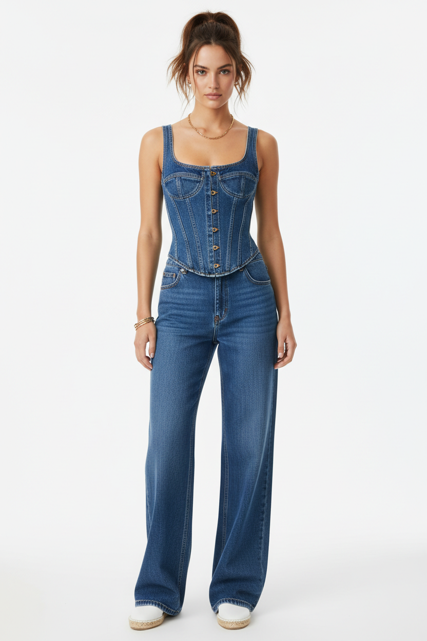 Denim Corset Top - Front