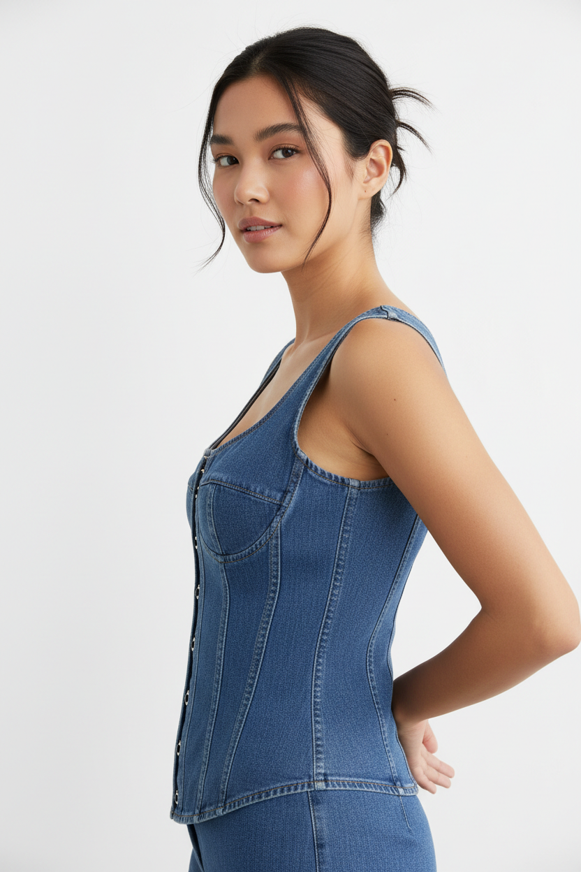 Denim Corset Top - Side