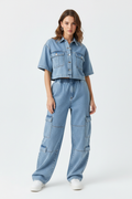Denim Cargo Co-ord Set - Front View