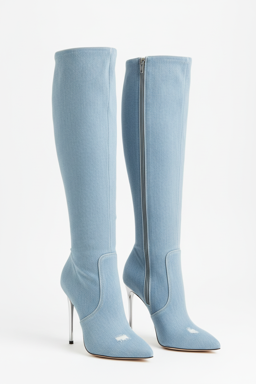 Light Denim Boots - Product Shot