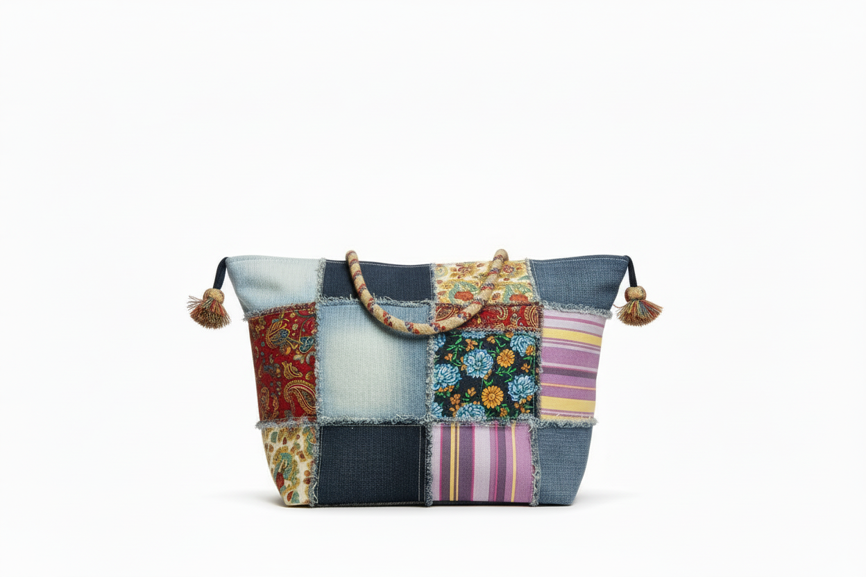 Patchwork Denim Bag - Side